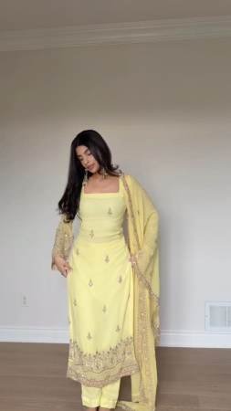 Stylish Yellow Embroidered Kurta Set with Elegant Matching Dupatta