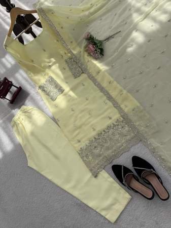 Stylish Yellow Embroidered Kurta Set with Elegant Matching Dupatta