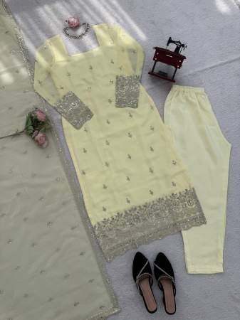 Stylish Yellow Embroidered Kurta Set with Elegant Matching Dupatta