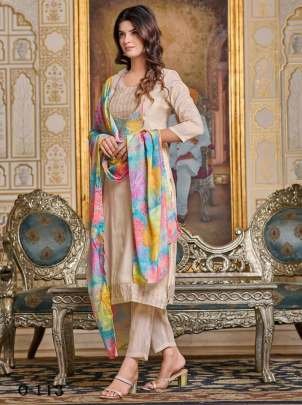 Designer Peach Embroidered Kurti Pant Set