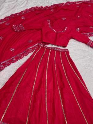 Designer Pink Foil Paper Work Silk Lehenga Choli