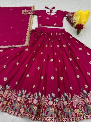 Designer Pink Heavy Lehenga Choli With Dupatta