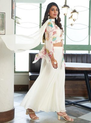 Designer Printed Indo Western Set With Bell Sleeves