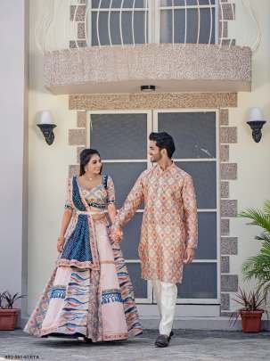Designer Printed Mens Kurta With Pajama