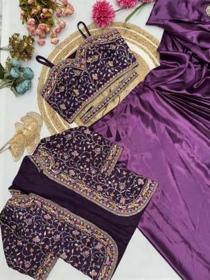 Designer Purple Colour Ready To Wear Saree With Jacket