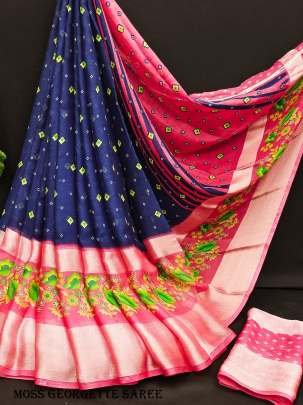 Designer Purple Moss Georgette Saree 