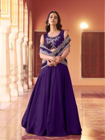 Designer Purple Rangoli Silk Embroidered Lehenga Choli