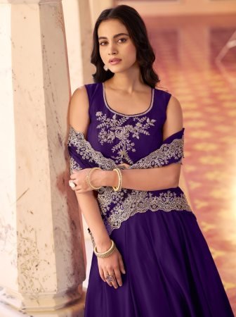 Designer Purple Rangoli Silk Embroidered Lehenga Choli