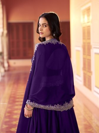 Designer Purple Rangoli Silk Embroidered Lehenga Choli