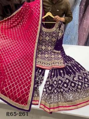 Designer Sequence With Dori Work Foux Georgette Sharara Suits