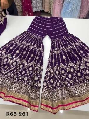 Designer Sequence With Dori Work Foux Georgette Sharara Suits