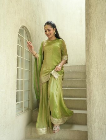 Designer Sequence Work Fancy Top Palazzo Dupatta Set