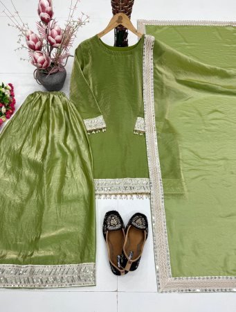 Designer Sequence Work Fancy Top Palazzo Dupatta Set