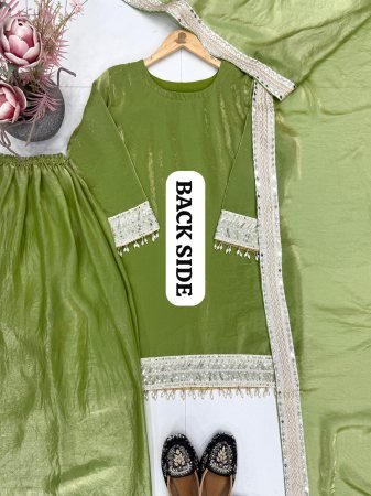 Designer Sequence Work Fancy Top Palazzo Dupatta Set