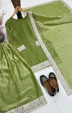 Designer Sequence Work Fancy Top Palazzo Dupatta Set