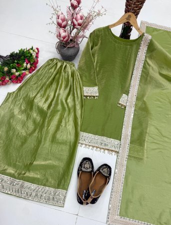 Designer Sequence Work Fancy Top Palazzo Dupatta Set