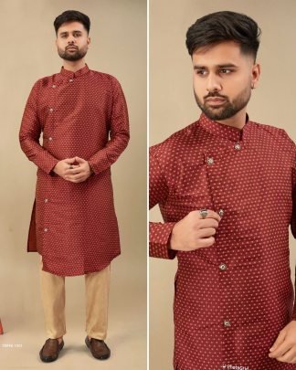 Designer Silk Jequard  wedding wear mens kurta payjama