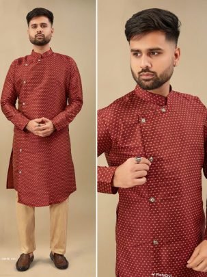 Designer Silk Jequard  wedding wear mens kurta payjama