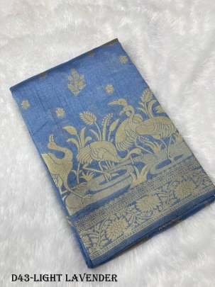 Designer Soft Dola Silk light lavender Color Saree with Gold Embroidery