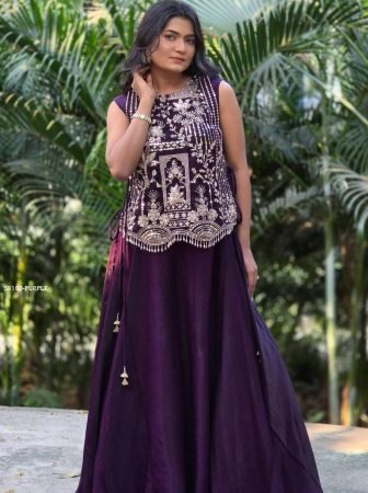 Designer Vichitra Silk Lehenga Choli with Embroidery Work