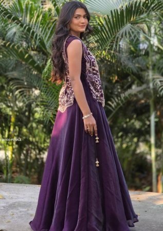 Designer Vichitra Silk Lehenga Choli with Embroidery Work