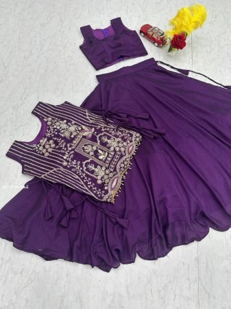 Designer Vichitra Silk Lehenga Choli with Embroidery Work