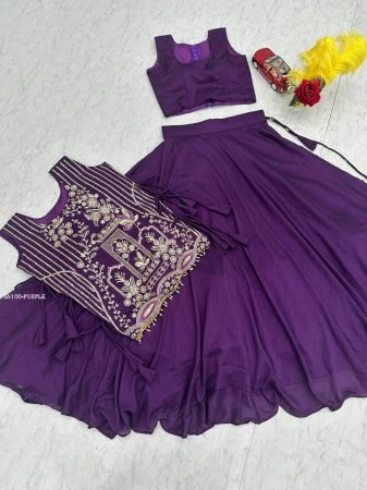 Designer Vichitra Silk Lehenga Choli with Embroidery Work