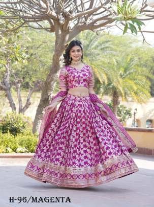 Designer Jacquard Viscose Magenta Color Lehenga Choli