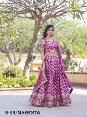 Designer Jacquard Viscose Magenta Color Lehenga Choli