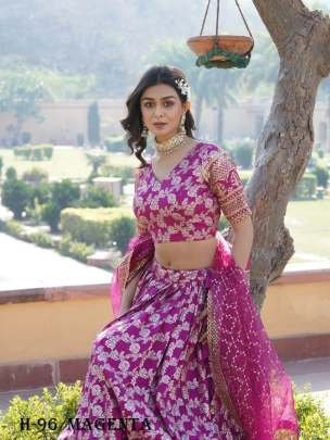 Designer Jacquard Viscose Magenta Color Lehenga Choli