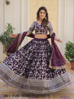 Designer Wine Lehenga Choli with Sequins Embroidery
