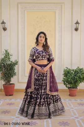 Designer Wine Lehenga Choli with Sequins Embroidery