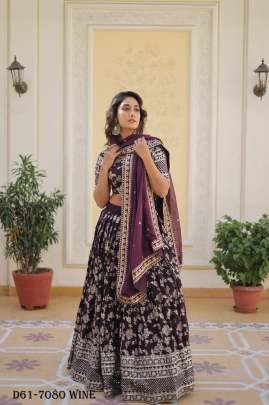Designer Wine Lehenga Choli with Sequins Embroidery
