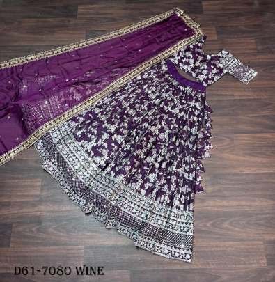 Designer Wine Lehenga Choli with Sequins Embroidery