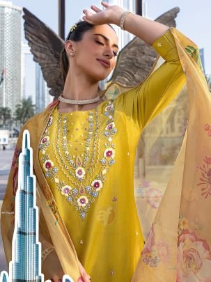 Designer Yellow Viscose Kurti Set By Anju Fabrics