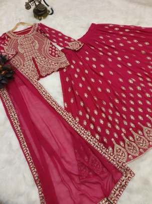 Designer Georgette Red Indo Western Dresses