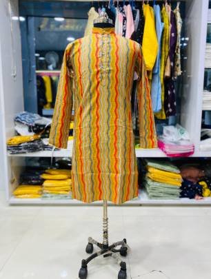 Dholida 2 Cotton Foil Print Mens Kurat Set