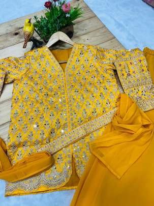 Diamond Silk Three Piece Suit  In Beautiful Yellow
