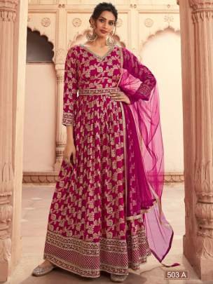  DIF 503 A Rani Pink Dola Jacquard Gown