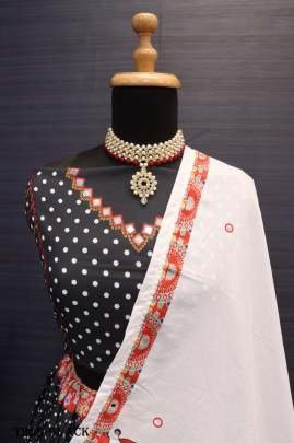 Digital Print Black Muslin Cotton Lehenaga Choli