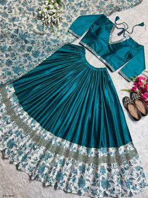 Digital Print Faux Georgette Blue Chaniya Choli With Dupatta
