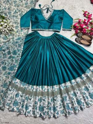 Digital Print Faux Georgette Blue Chaniya Choli With Dupatta