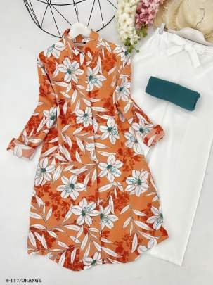 Digital Print Rayon Orange Kurtis Plazzo Set