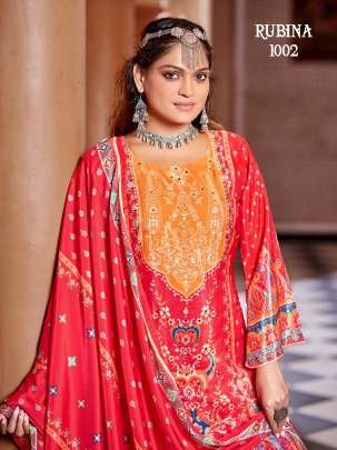 Digital Print Work Red Sharara Suit
