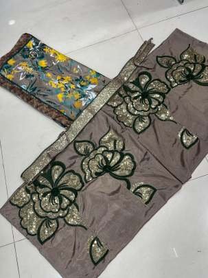 Digital Print Work Soft Chinon Silk Ready To Wear Saree