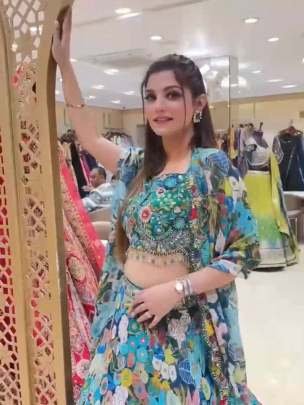 Digital Printed And Embroidery Work Georgette Lehenga Choli