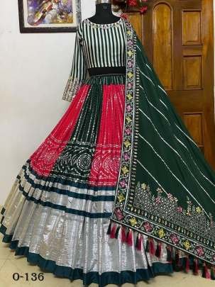 Digital Printed Silk Mehendi Color Lehenga Choli