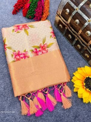 Digital Printed Soft Silk Saree With Designer Blouse Piece