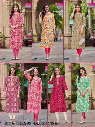 Diya Trends Garden City Vol 8 blush pink Color Printed Straight Kurti