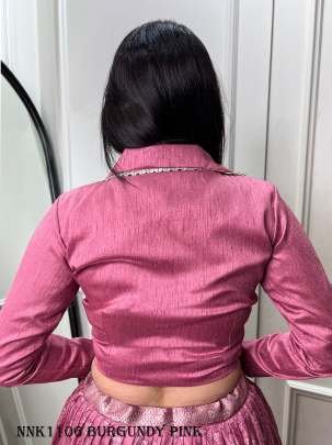 Dola Silk Burgundy Floral Print Pink Lehenga